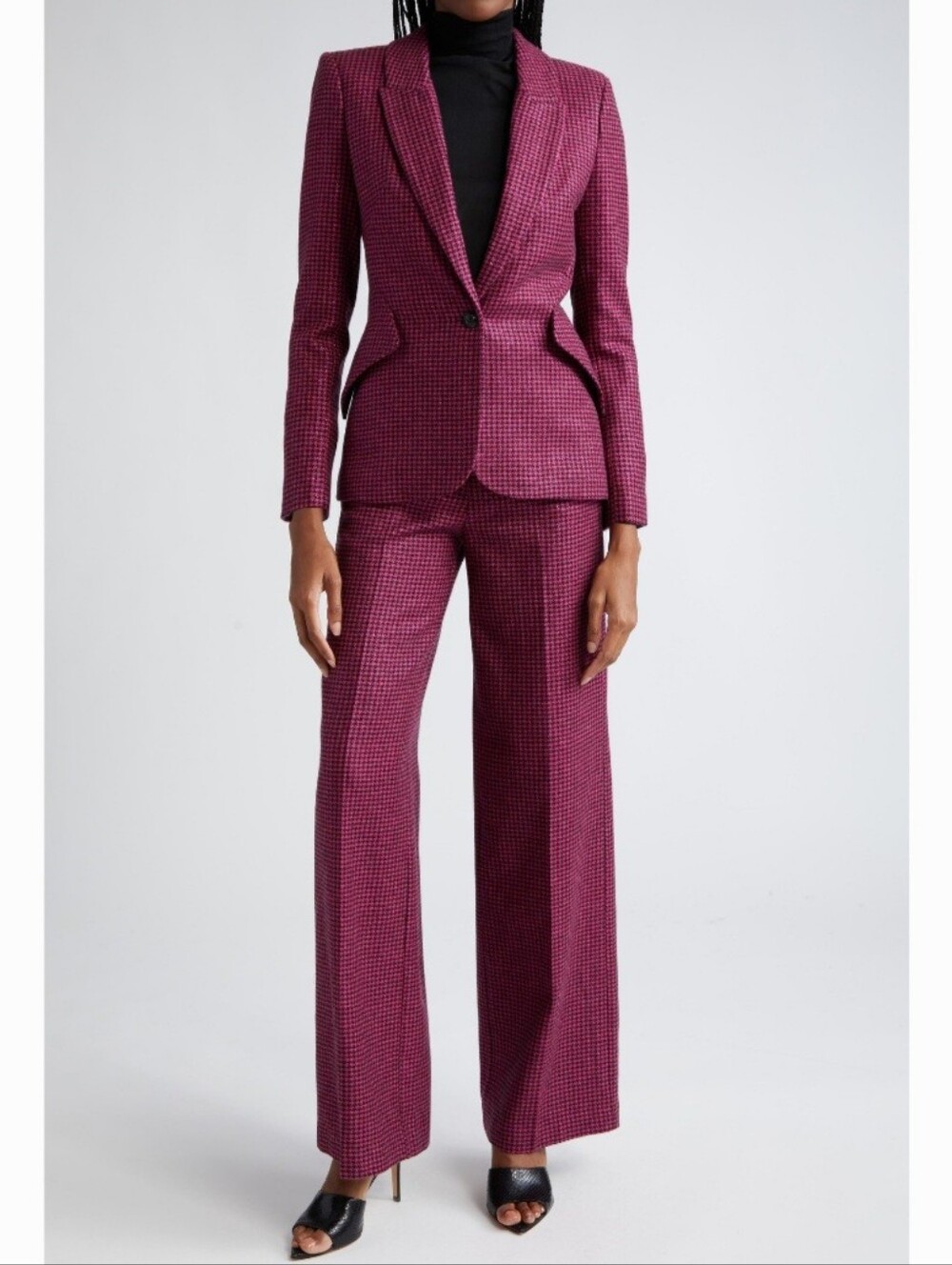 L'AGENCE sz 2 Livvy Houndstooth WOOL Blend Trousers Suit Set